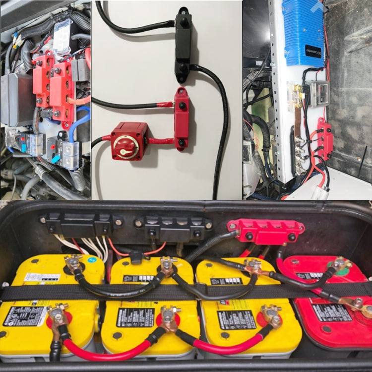 Red M8 Stud RV Ship High Current Power Distribution Terminal Block with Cover by buy2fix