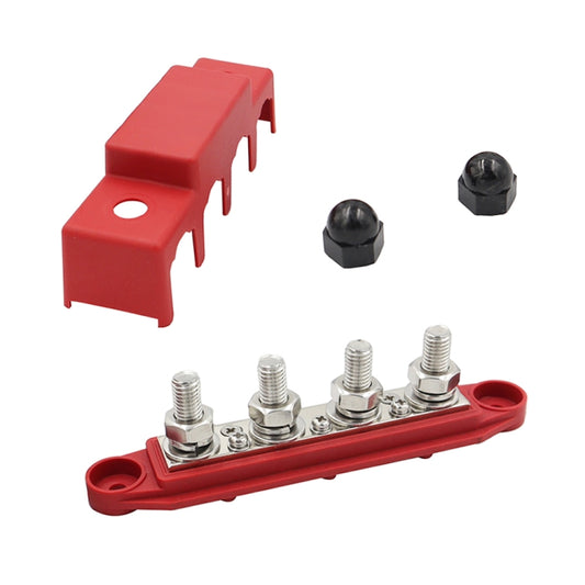 Red M10 Stud RV Ship High Current Power Distribution Terminal Block with Cover by buy2fix