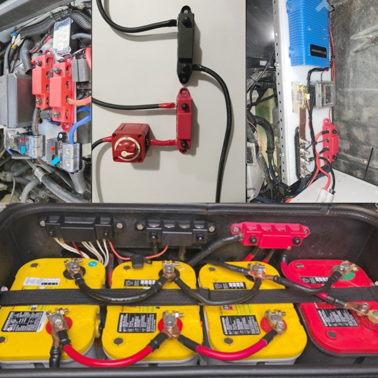 Red M10 Stud RV Ship High Current Power Distribution Terminal Block with Accessories by buy2fix