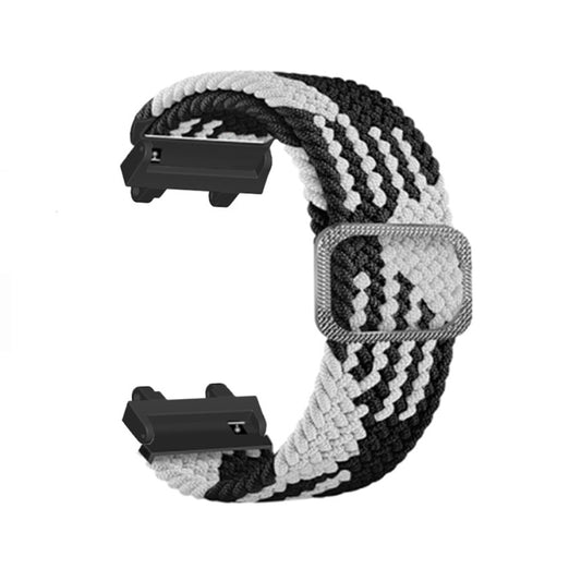 For Amazfit T-Rex 2 Adjustable Buckle Braided Nylon Watch Band(Black White) by buy2fix
