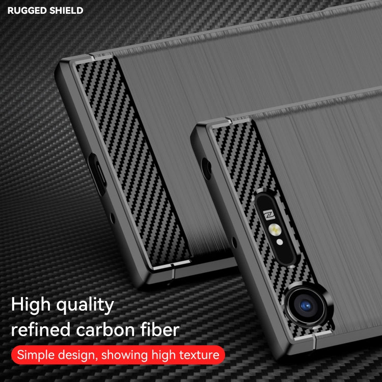 For Sony Xperia XZ1 Brushed Texture Carbon Fiber TPU Phone Case(Black) - Sony Cases by buy2fix | Online Shopping UK | buy2fix