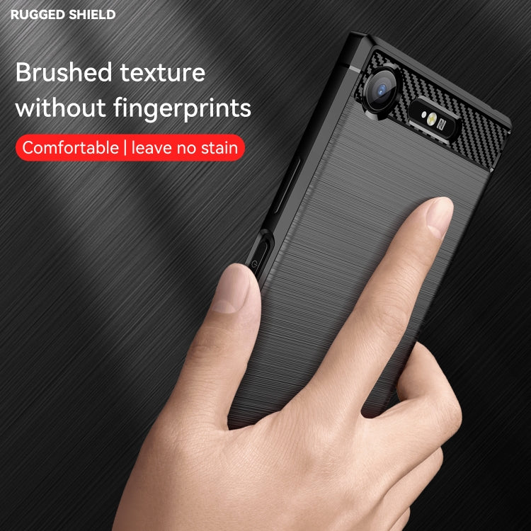 For Sony Xperia XZ1 Brushed Texture Carbon Fiber TPU Phone Case(Black) - Sony Cases by buy2fix | Online Shopping UK | buy2fix