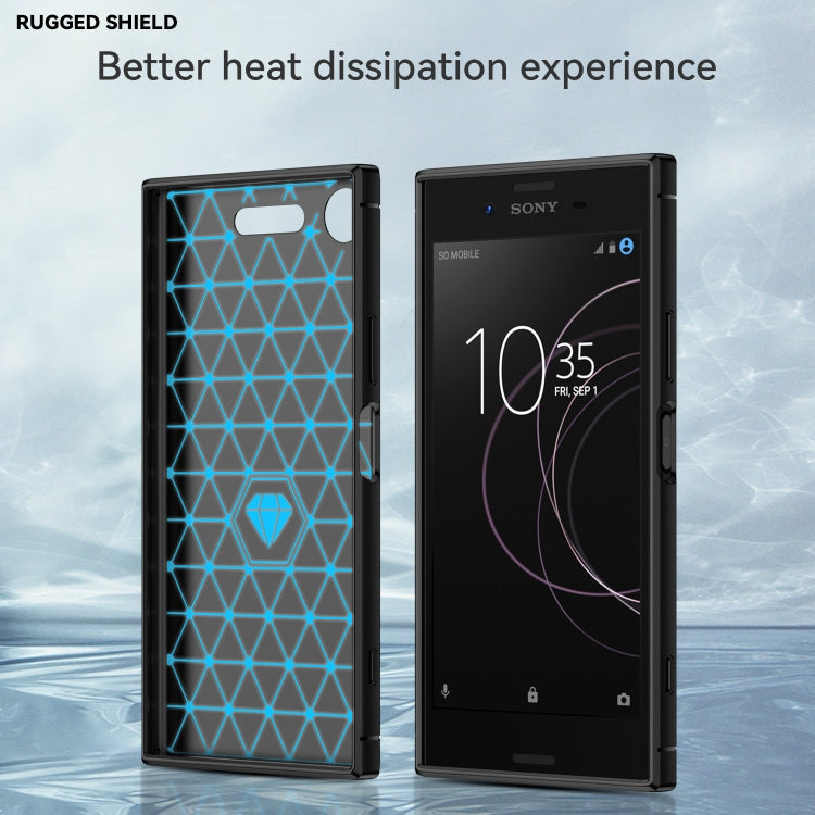 For Sony Xperia XZ1 Brushed Texture Carbon Fiber TPU Phone Case(Black) - Sony Cases by buy2fix | Online Shopping UK | buy2fix