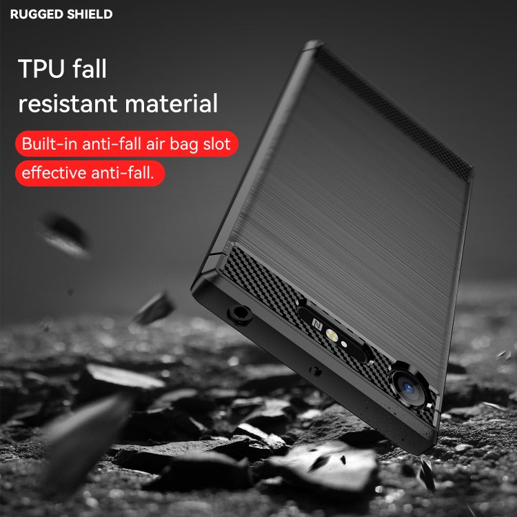 For Sony Xperia XZ1 Brushed Texture Carbon Fiber TPU Phone Case(Black) - Sony Cases by buy2fix | Online Shopping UK | buy2fix