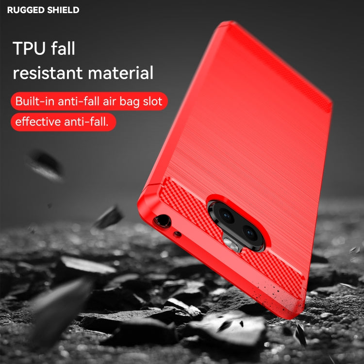 For Sony Xperia 8/8 Lite Brushed Texture Carbon Fiber TPU Phone Case(Red) by buy2fix