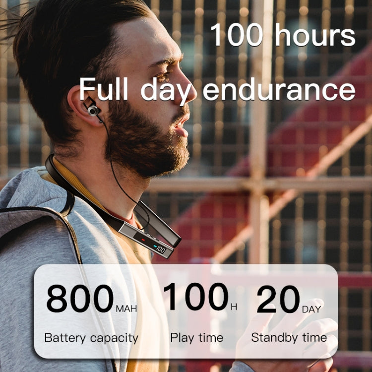 k18 Wireless Bluetooth Neck-mounted Magnetic Noise Cancelling Earphone with Digital Display Function(Silver) by buy2fix