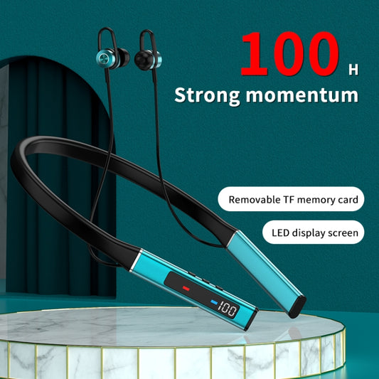 k18 Wireless Bluetooth Neck-mounted Magnetic Noise Cancelling Earphone with Digital Display Function(Blue) by buy2fix