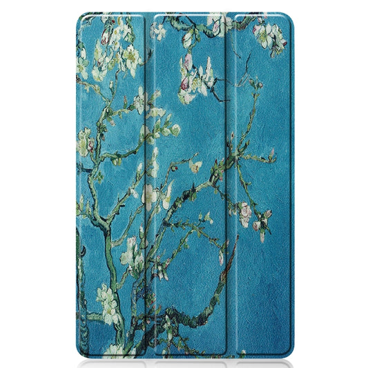 For Samsung Galaxy Tab S6 Lite P610 10.4 inch Colored Drawing Horizontal Flip Leather Case, with Three-folding Holder & Sleep / Wake-up Function(Apricot Flower) by buy2fix