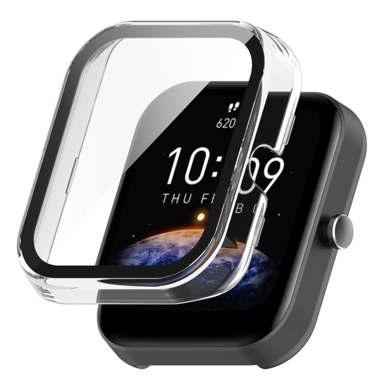 For Amazfit Bip3 / Bip3 Pro PC+ Toughened Film Fully Enclosed Protective Watch Case(Transparent White) - Watch Cases by buy2fix | Online Shopping UK | buy2fix