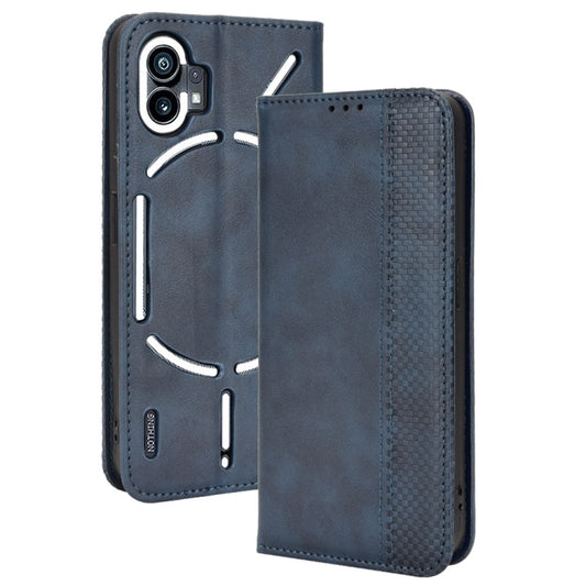 For Nothing Phone 1 Magnetic Buckle Retro Texture Leather Phone Case(Blue) by buy2fix