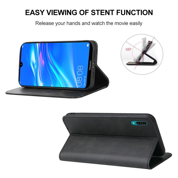 For Huawei Y7 Prime 2019 Magnetic Closure Leather Phone Case(Black) - Huawei Cases by buy2fix | Online Shopping UK | buy2fix