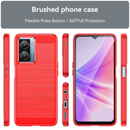 For OPPO A57S Carbon Fiber Brushed Texture TPU Case(Red) by buy2fix
