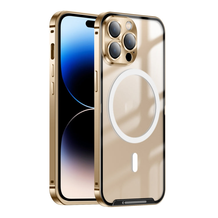 For iPhone 14 Pro Max MagSafe Frosted Metal Phone Case (Gold) - iPhone 14 Pro Max Cases by buy2fix | Online Shopping UK | buy2fix