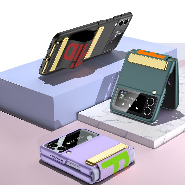 For Samsung Galaxy Z Flip4 GKK Ultra-thin Full Coverage Phone Flip Case with Wristband(Green) by GKK