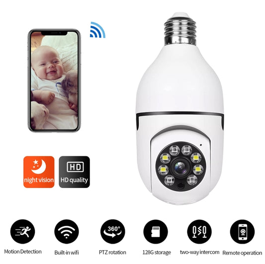 A6 2MP HD Light Bulb WiFi Camera Support Motion Detection/Two-way Audio/Night Vision/TF Card by buy2fix