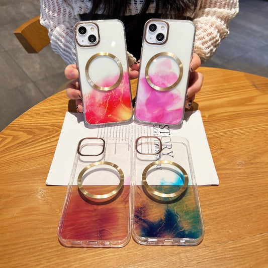 For iPhone 13 Marble MagSafe Clear Phone Case(Red) by buy2fix