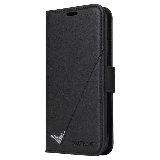 For iPhone XR GQUTROBE Right Angle Leather Phone Case(Black) by GQUTROBE