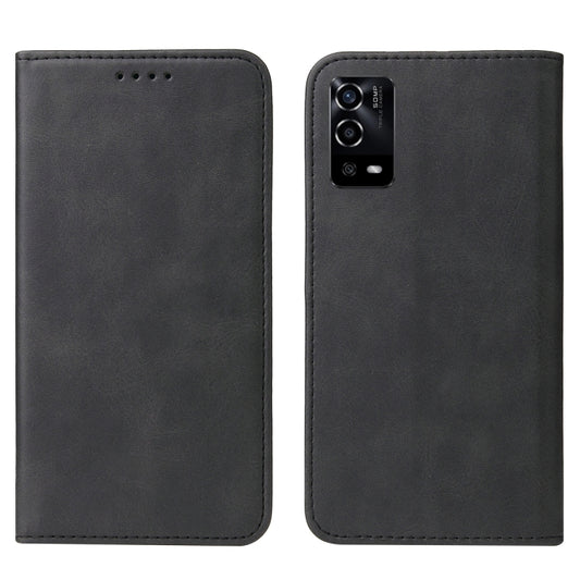 For OPPO A55 Magnetic Closure Leather Phone Case(Black) by buy2fix
