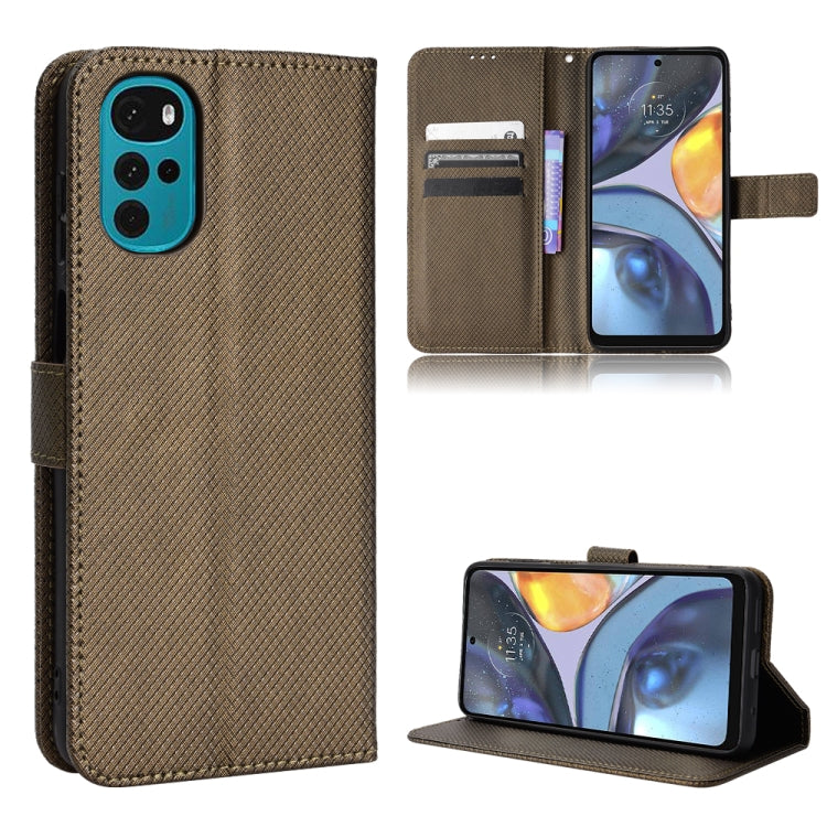 For Motorola Moto E32s / G22 Diamond Texture Leather Phone Case(Brown) - Motorola Cases by buy2fix | Online Shopping UK | buy2fix