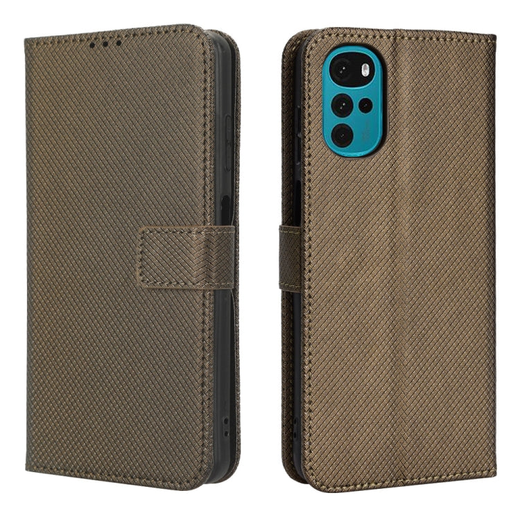 For Motorola Moto E32s / G22 Diamond Texture Leather Phone Case(Brown) - Motorola Cases by buy2fix | Online Shopping UK | buy2fix