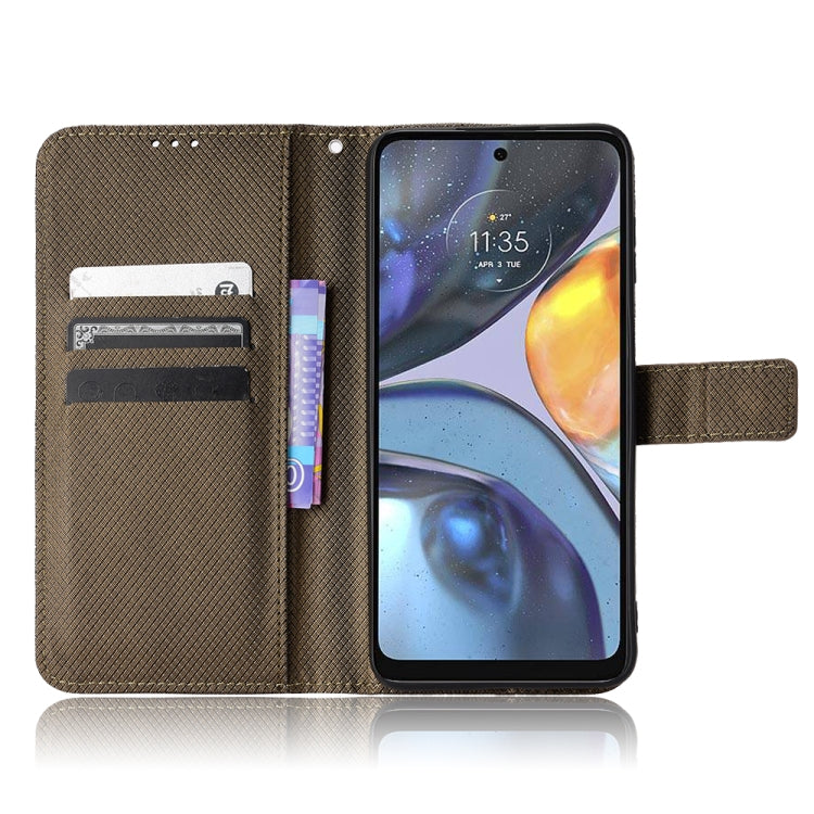 For Motorola Moto E32s / G22 Diamond Texture Leather Phone Case(Brown) - Motorola Cases by buy2fix | Online Shopping UK | buy2fix