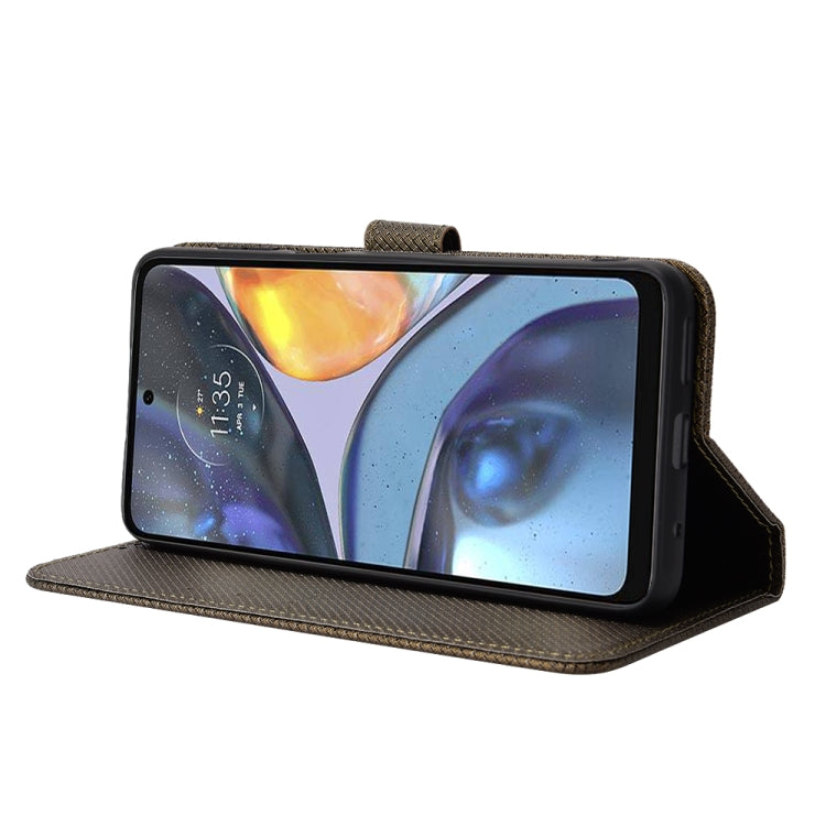 For Motorola Moto E32s / G22 Diamond Texture Leather Phone Case(Brown) - Motorola Cases by buy2fix | Online Shopping UK | buy2fix