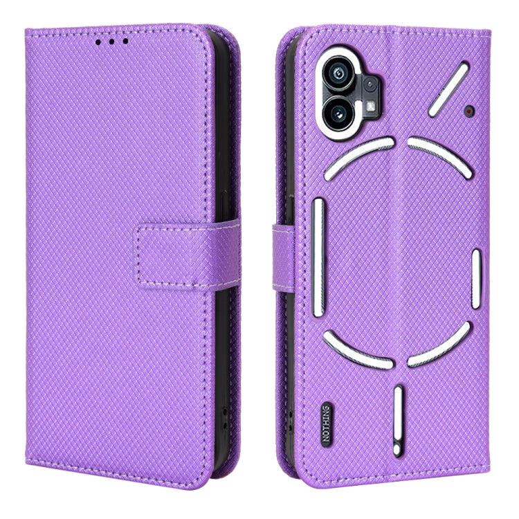For Nothing Phone 1 Diamond Texture Leather Phone Case(Purple) - Nothing Cases by buy2fix | Online Shopping UK | buy2fix