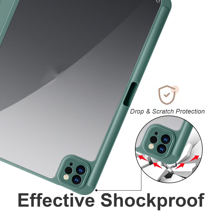 Acrylic 3-folding Smart Leather Tablet Case For iPad Air 2022/2020/Pro 11 2021/2020/2018(Dark Green) - iPad Air (2022) / (2020) 10.9 Cases by buy2fix | Online Shopping UK | buy2fix
