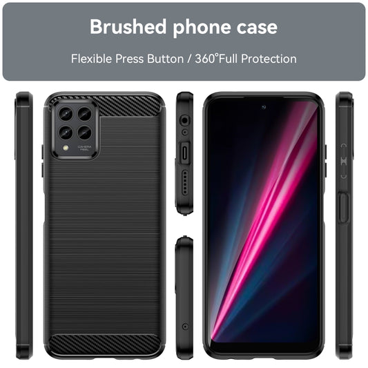 For T-Mobile REVVL 6 Pro 5G Brushed Texture Carbon Fiber TPU Phone Case(Black) by buy2fix