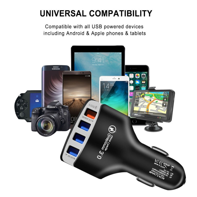 KC08 4 in 1 Cigarette Lighter Conversion Plug Multi-function USB Car Fast Charger(White) - Car Charger by buy2fix | Online Shopping UK | buy2fix