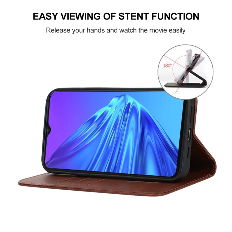For Realme 5 / 5i / 5s / 6i / Narzo 20A Magnetic Closure Leather Phone Case(Brown) - Realme Cases by buy2fix | Online Shopping UK | buy2fix