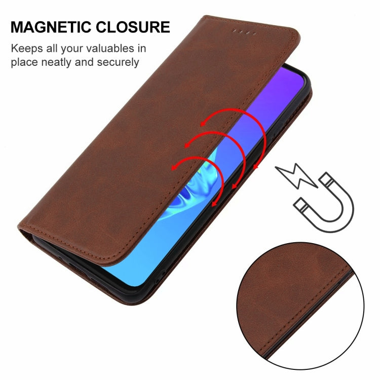 For Realme 5 / 5i / 5s / 6i / Narzo 20A Magnetic Closure Leather Phone Case(Brown) - Realme Cases by buy2fix | Online Shopping UK | buy2fix