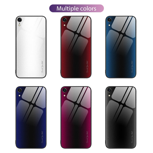 For iPhone XR Texture Gradient Glass TPU Phone Case(Rose Red) by buy2fix