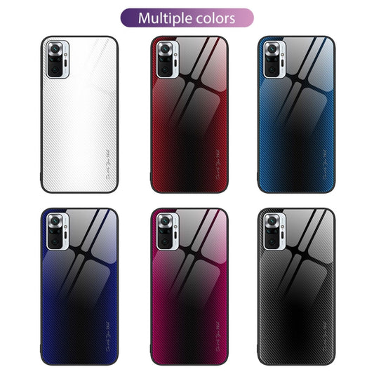 For Xiaomi Redmi Note 10 Pro Texture Gradient Glass TPU Phone Case(White) by buy2fix