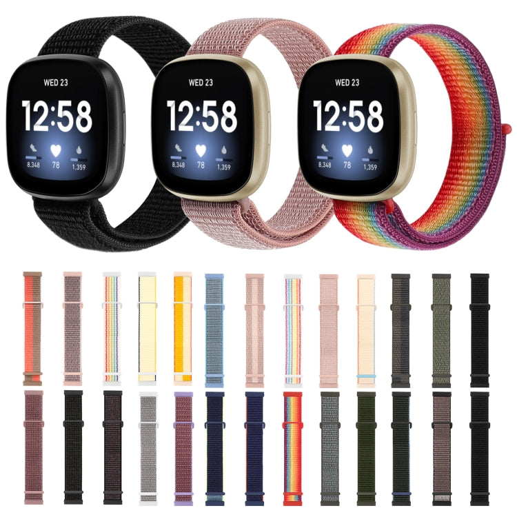 For Fitbit Versa 3 Nylon Rubber Buckle Watch Band(Black) - Watch Bands by buy2fix | Online Shopping UK | buy2fix