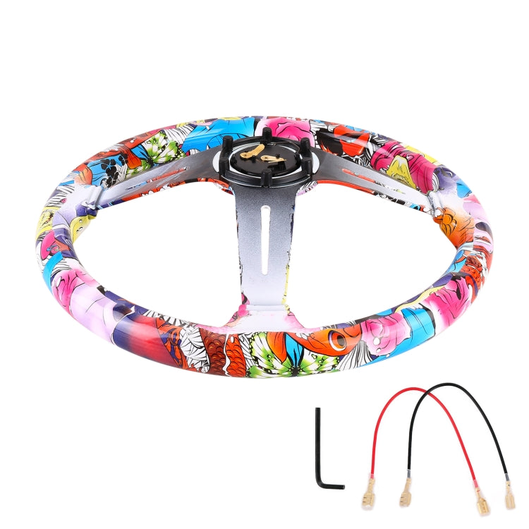35cm Car Racing Graffiti ABS Steering Wheel(Style 2) - Steering Wheel Accessories by buy2fix | Online Shopping UK | buy2fix