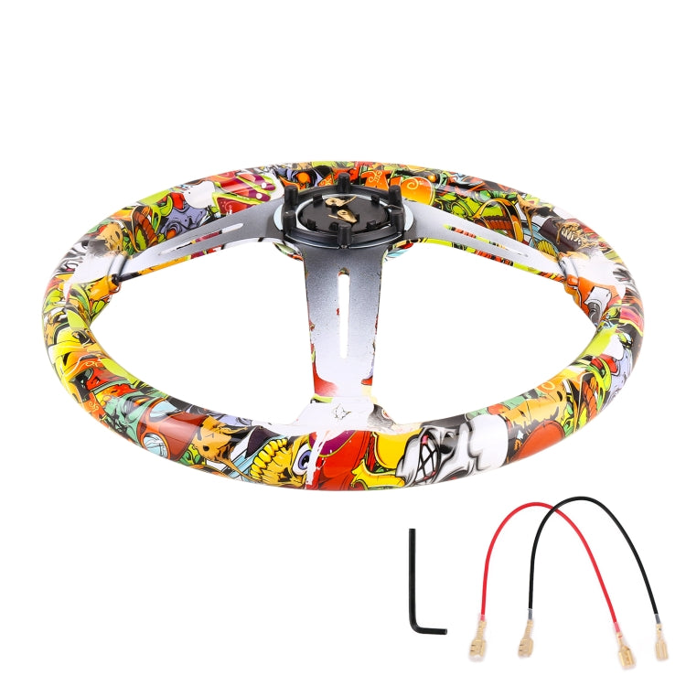 35cm Car Racing Graffiti ABS Steering Wheel(Style 3) - Steering Wheel Accessories by buy2fix | Online Shopping UK | buy2fix