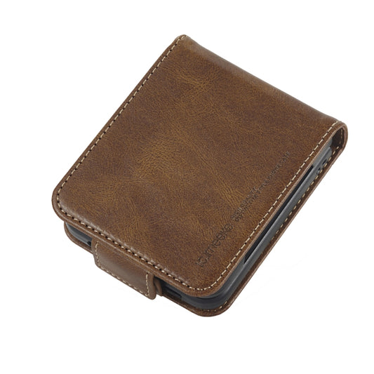 For Samsung Galaxy Z Flip4 5G LC.IMEEKE RFID Anti-theft Leather Phone Case(Brown) by LC.IMEEKE