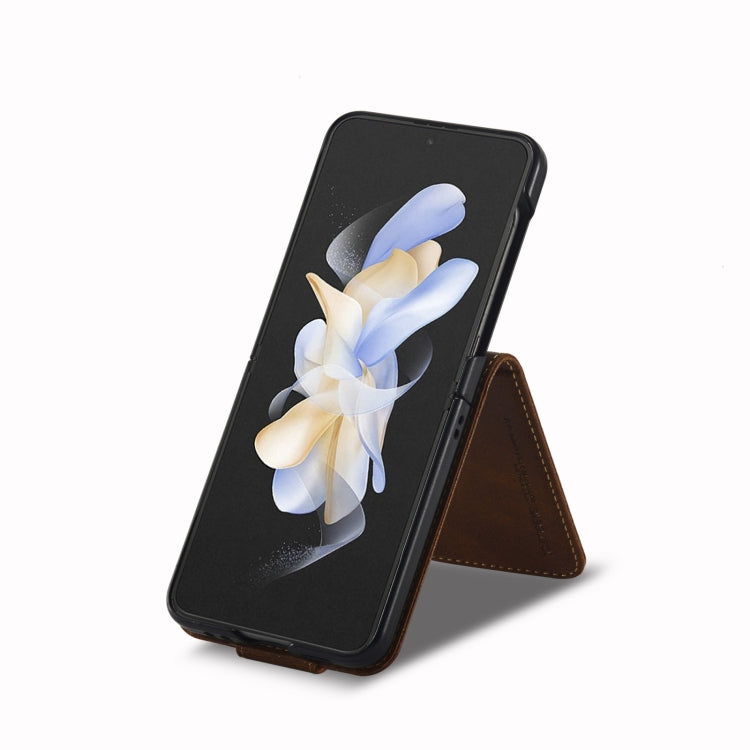 For Samsung Galaxy Z Flip4 5G LC.IMEEKE RFID Anti-theft Leather Phone Case(Brown) by LC.IMEEKE