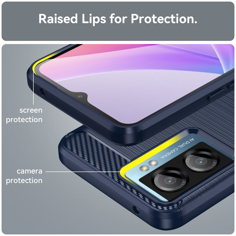 For OnePlus Nord N20 SE Brushed Texture Carbon Fiber Shockproof TPU Phone Case(Navy Blue) - OnePlus Cases by buy2fix | Online Shopping UK | buy2fix