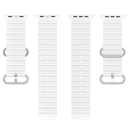 Ocean Silicone Watch Band For Apple Watch Ultra 49mm / Series 8&7 45mm / SE 2&6&SE&5&4 44mm (White) by buy2fix