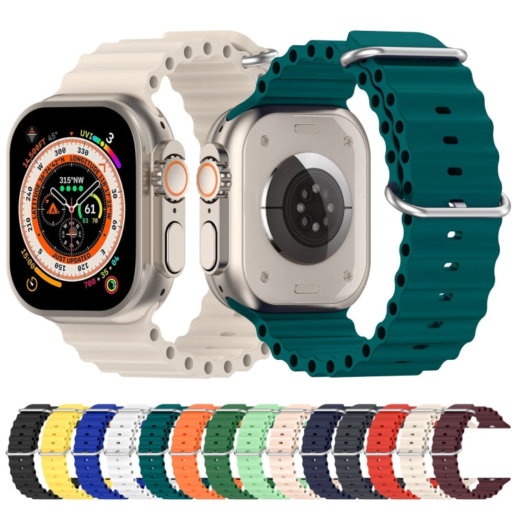 Ocean Silicone Watch Band For Apple Watch Ultra 49mm / Series 8&7 45mm / SE 2&6&SE&5&4 44mm (Starlight) by buy2fix
