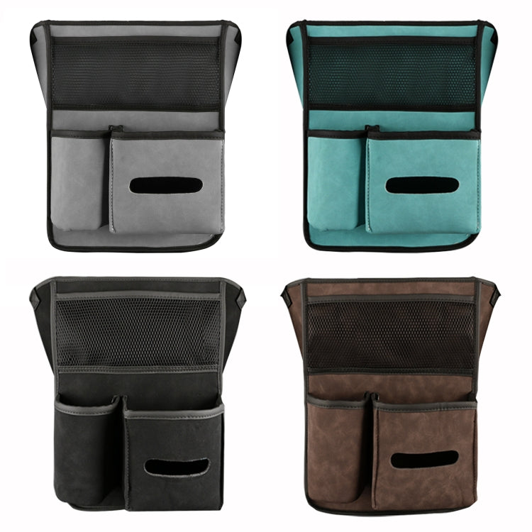 Car Center Console Hanging Bag Sheepskin Leather Storage Bag(Grey) - Seat Accessories by buy2fix | Online Shopping UK | buy2fix