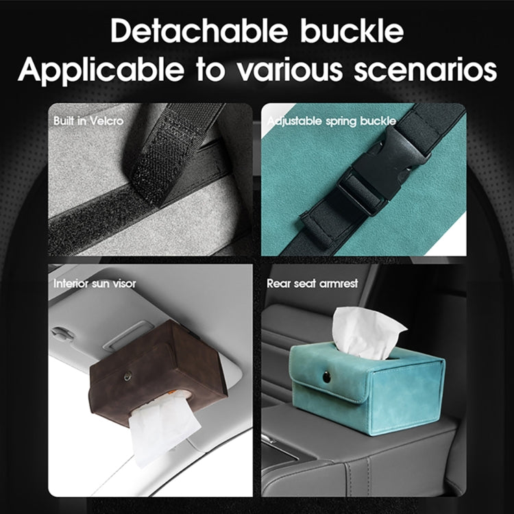 Car Hanging Type Tissue Box Sheepskin Leather Facial Tissue Case(Brown) by buy2fix