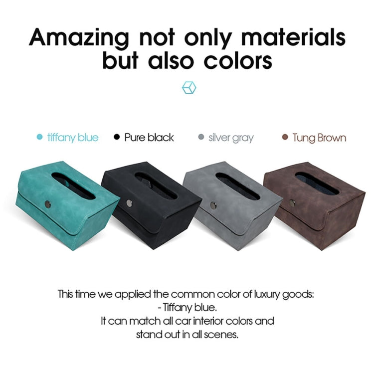 Car Hanging Type Tissue Box Sheepskin Leather Facial Tissue Case(Black) - Tissue Boxes by buy2fix | Online Shopping UK | buy2fix