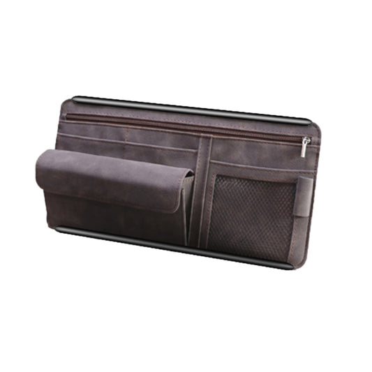 Car Sun Viso Sheepskin Leather Storage Bag(Brown) by buy2fix