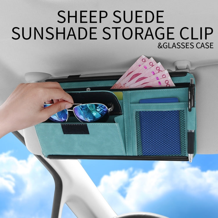 Car Sun Viso Sheepskin Leather Storage Bag(Blue) - Stowing Tidying by buy2fix | Online Shopping UK | buy2fix