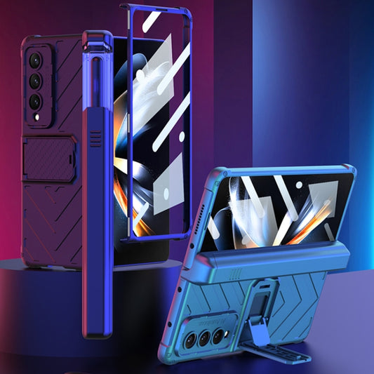 For Samsung Galaxy Z Fold4 GKK Integrated Magnetic Armor Flip Phone Case With Pen Box(Champagne Gold) by GKK