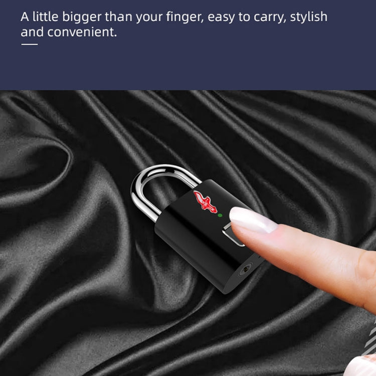 P16 5V Micro USB Charging Semiconductor Fingerprint Sensing TSA Padlock(Black) - Padlocks by buy2fix | Online Shopping UK | buy2fix