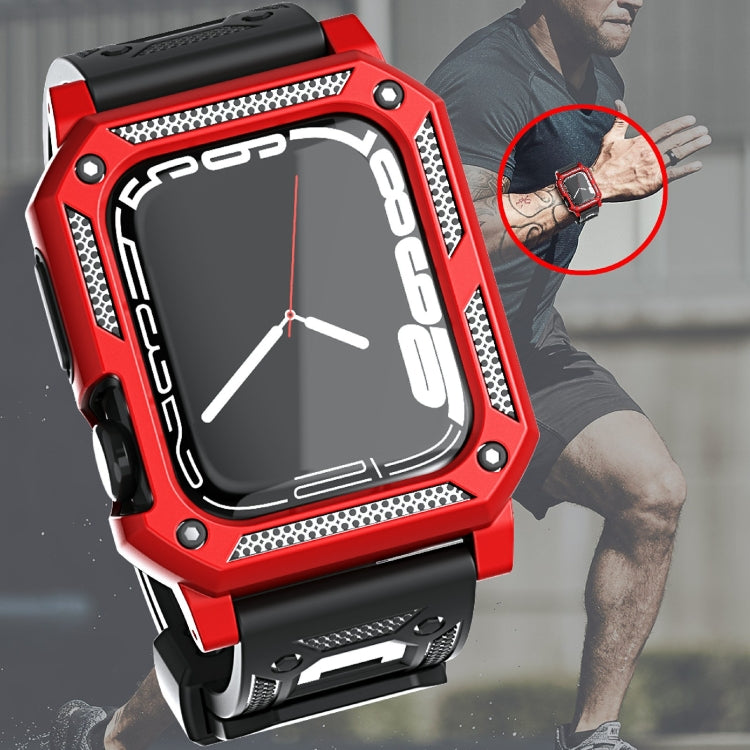 Military Silicone Watch Band + Watch Case Set For Apple Watch Series 9/8/7 45mm(Black) by buy2fix